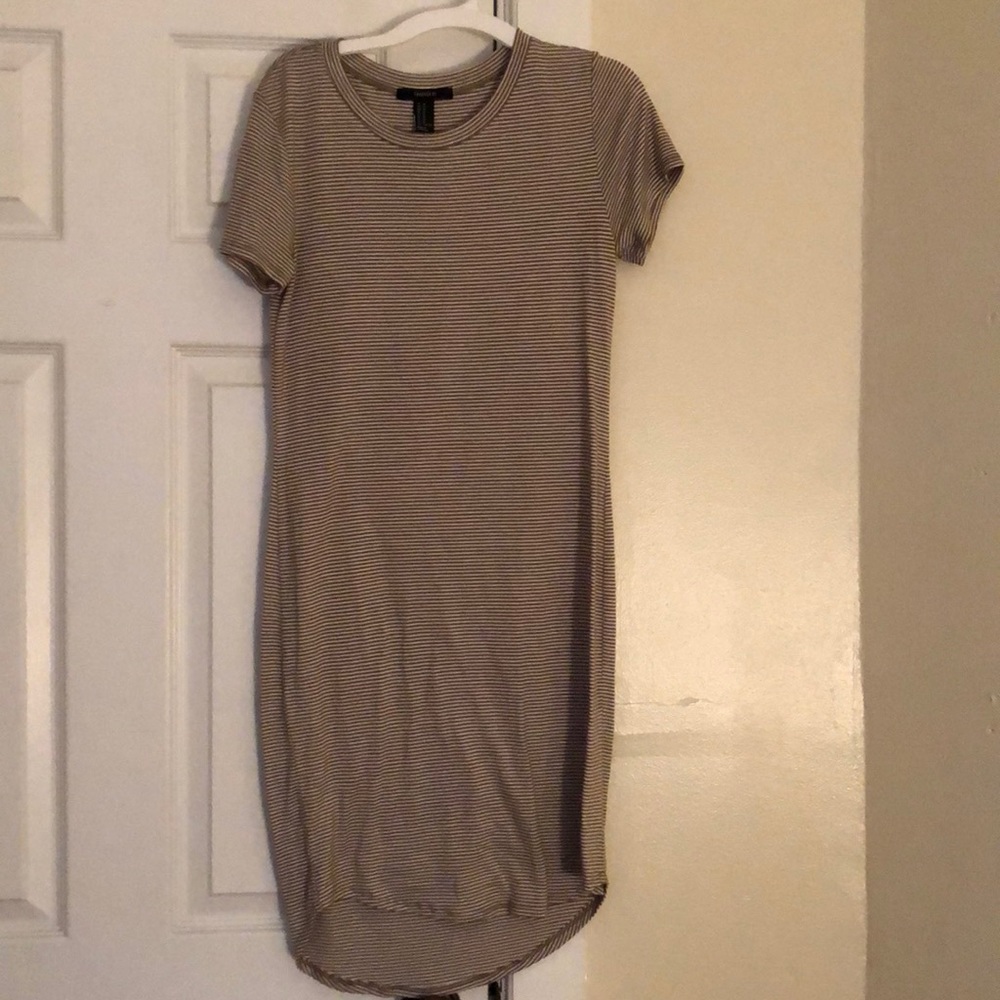 Hunter green and white striped dress